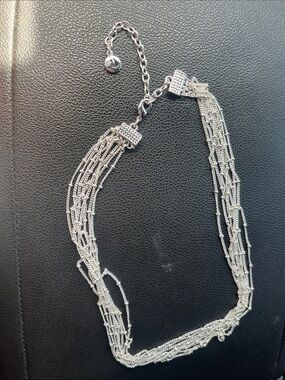 Multi-Strand Silver Tone Women's Necklace - Silver